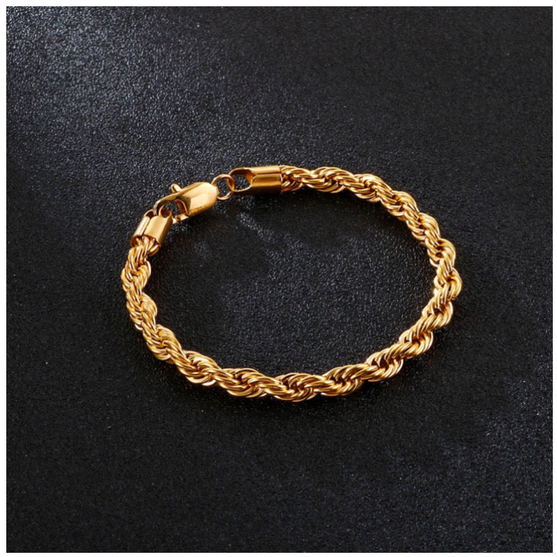 Luxus Edelstahl "Gold Rope" Armbänder