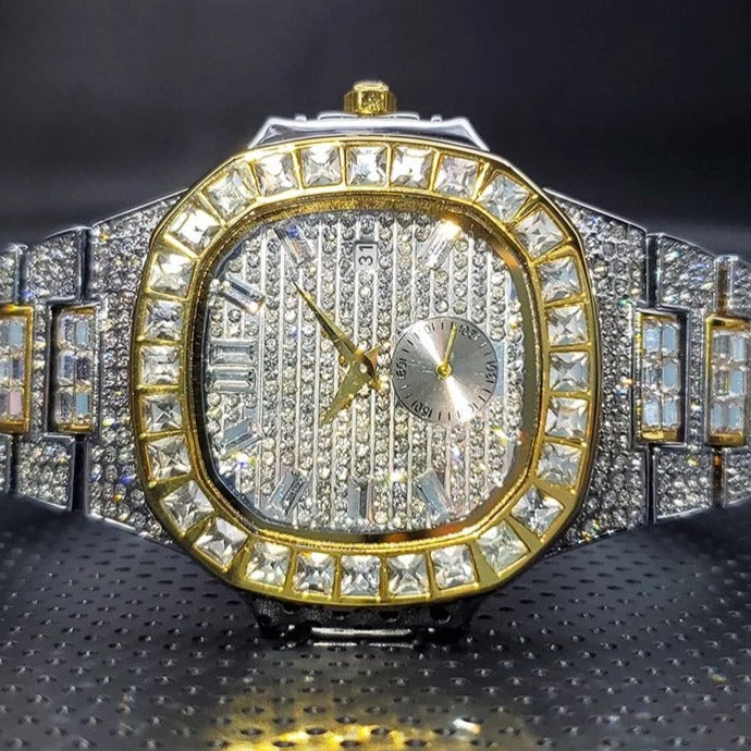 Luxus Designer Iced Out "Fracono" Uhr + Box + Armbandkürzer