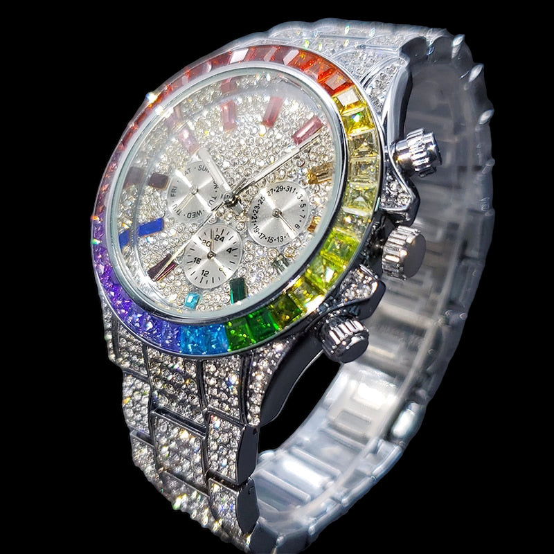 Luxus Designer Iced Out "Sollini" Uhr + Box + Armbandkürzer