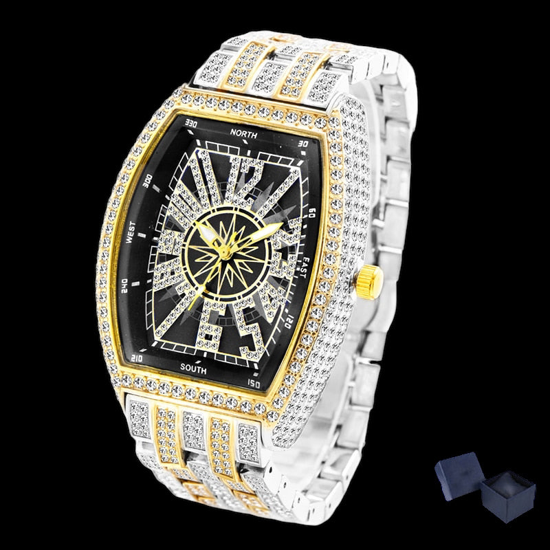 Luxus Designer Iced Out "Gamba" Uhr + Box + Armbandkürzer