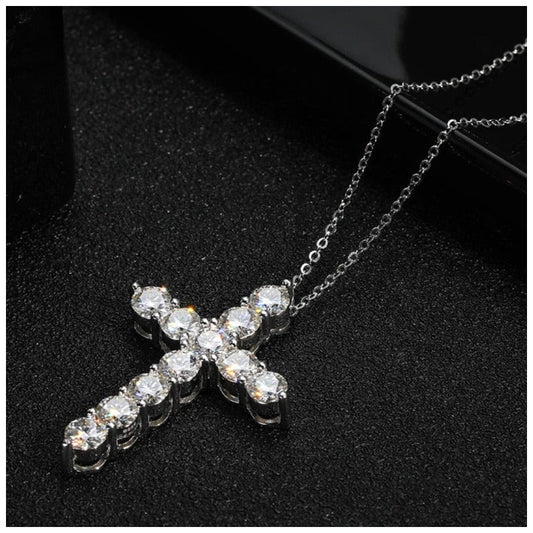ICED OUT MOISSANITE "CROSS V2" WEISSGOLD 925S SILVER KETTE - ICERAIN JEWELRY