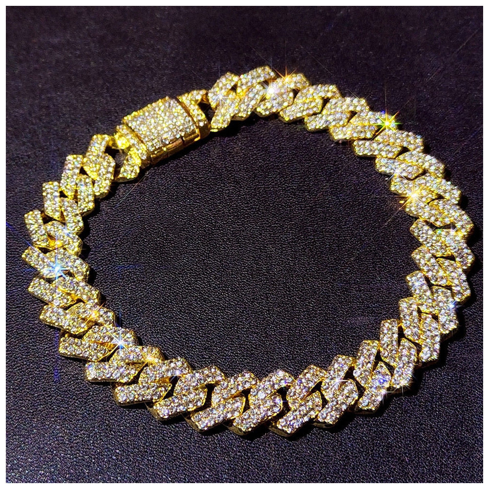 ICED OUT 14MM "GOLD PRONG CUBAN" ARMBAND - ICERAIN JEWELRY