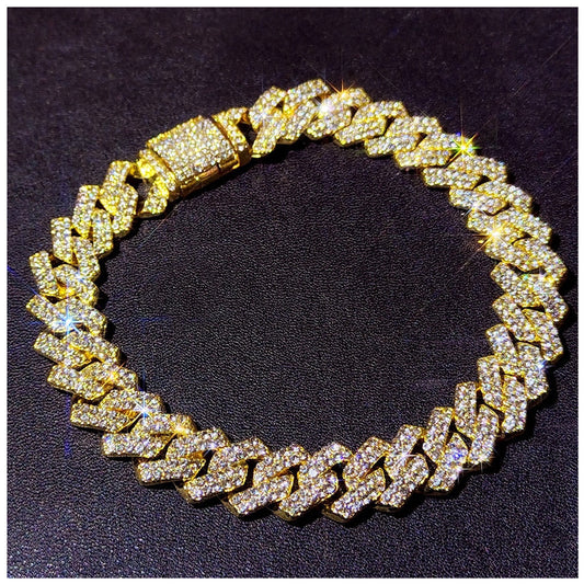 Luxus Iced Out 14mm "Gold Prong" Armbänder