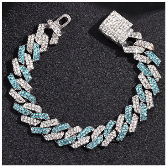 SALE | ICED OUT 14MM "SILVER/BLUE PRONG CUBAN" ARMBAND - ICERAIN JEWELRY