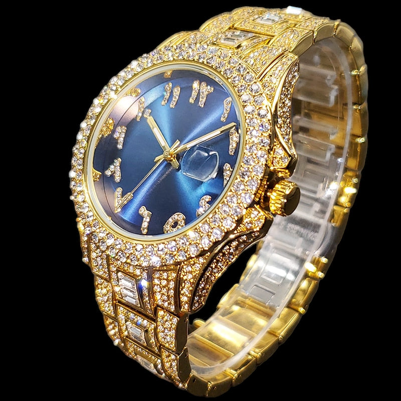 Luxus Designer Iced Out "Arabic" Uhr + Box + Armbandkürzer