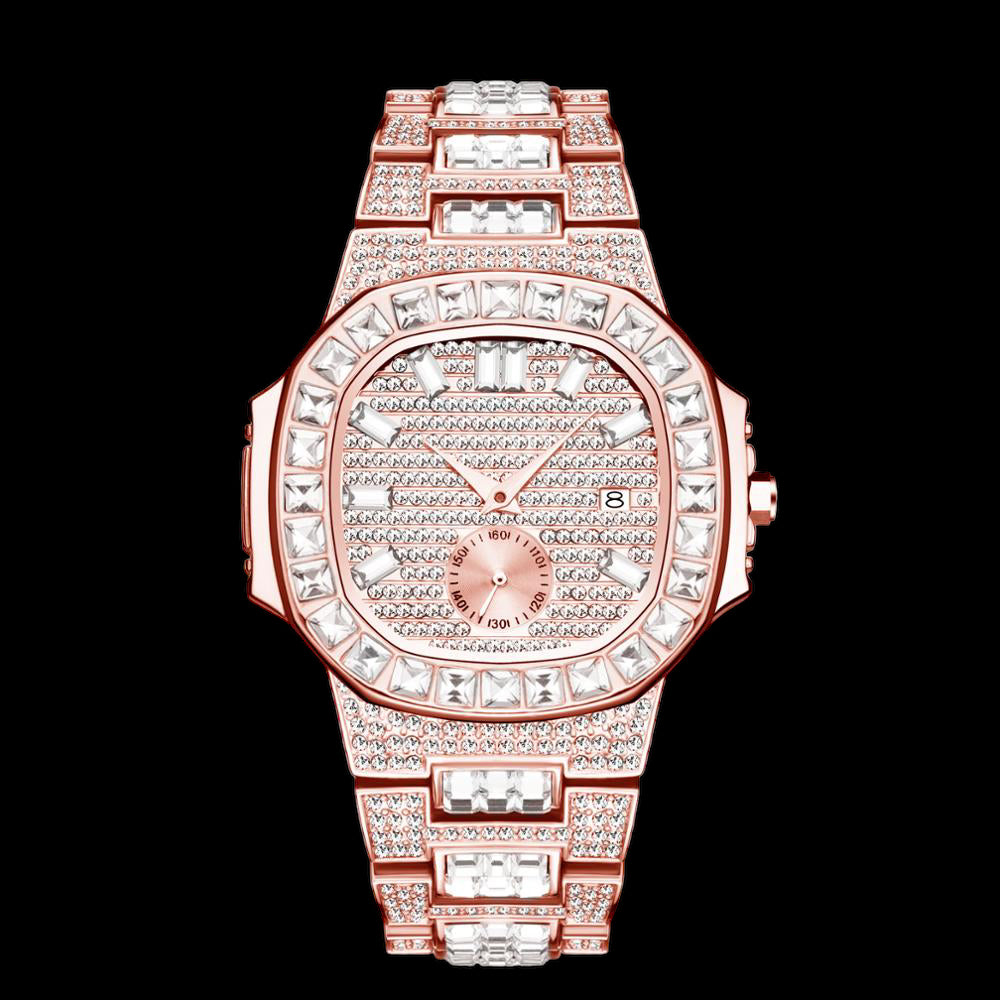 Luxus Designer Iced Out "Fracono" Uhr + Box + Armbandkürzer