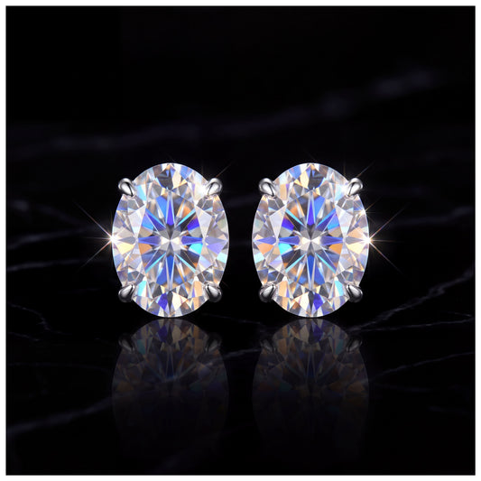 ICED OUT MOISSANITE "OVAL" WEISSGOLD 925S SILVER OHRRINGE