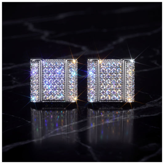ICED OUT MOISSANITE "QUADRO" WEISSGOLD 925S SILVER OHRRINGE
