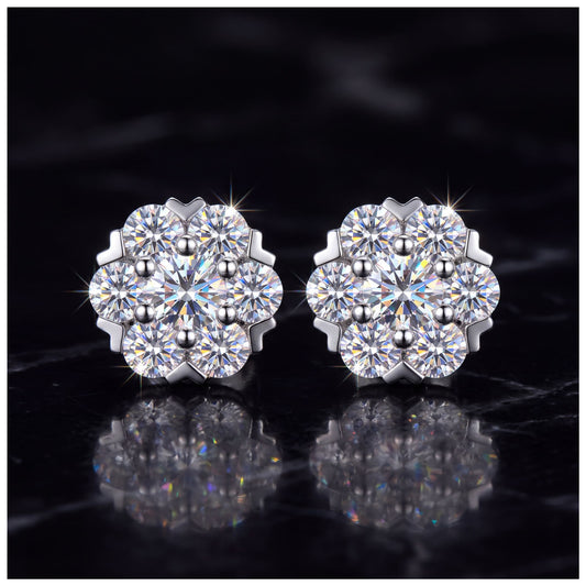 ICED OUT MOISSANITE "FLOWER" WEISSGOLD 925S SILVER OHRRINGE