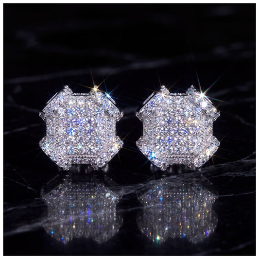 ICED OUT 10MM MOISSANITE "PASS" WEISSGOLD 925S SILVER OHRRINGE