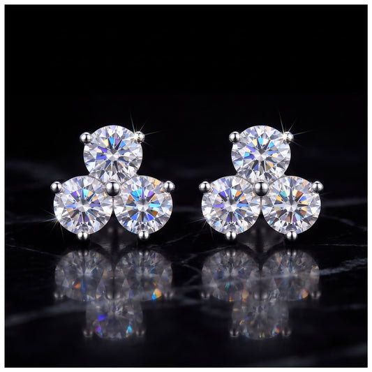 ICED OUT MOISSANITE "PLUM FLOWER" WEISSGOLD 925S SILVER OHRRINGE