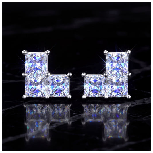 ICED OUT MOISSANITE "TRIANGLE" WEISSGOLD 925S SILVER OHRRINGE