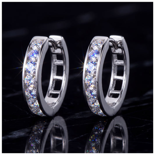 ICED OUT MOISSANITE "SILVER CREOLES" WEISSGOLD 925S SILVER OHRRINGE