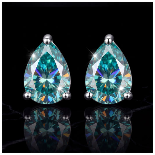 ICED OUT MOISSANITE "GREEN SHAPE" WEISSGOLD 925S SILVER OHRRINGE