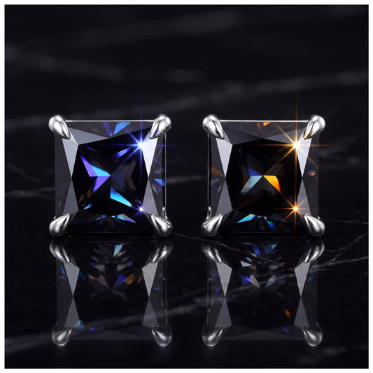 ICED OUT MOISSANITE "BLACK/RED SILVERSTAR" WEISSGOLD 925S SILVER OHRRINGE