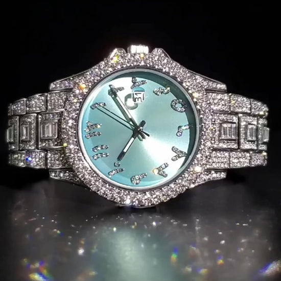 Luxus Designer Iced Out "Arabic" Uhr + Box + Armbandkürzer - ICERAIN JEWELRY