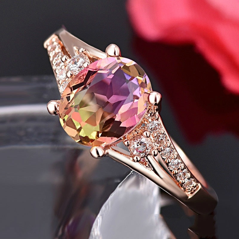 Luxus Iced Out "Rose Crystal" Ringe