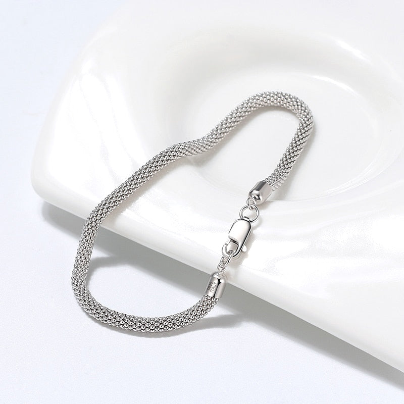 Luxus 925S Silver 3mm "Popcorn" Armbänder