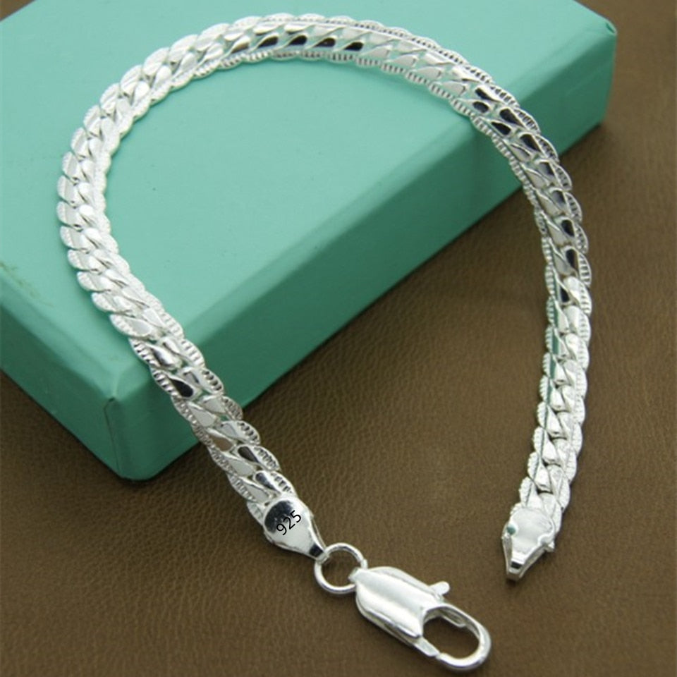 Luxus 925S Silver 5mm "Silver Snakena" Armbänder