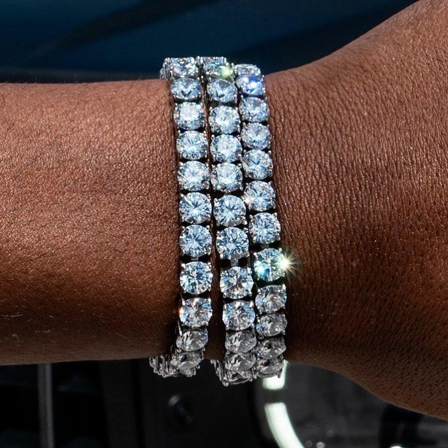 Luxus Iced Out "Silver Tennis" Armbänder