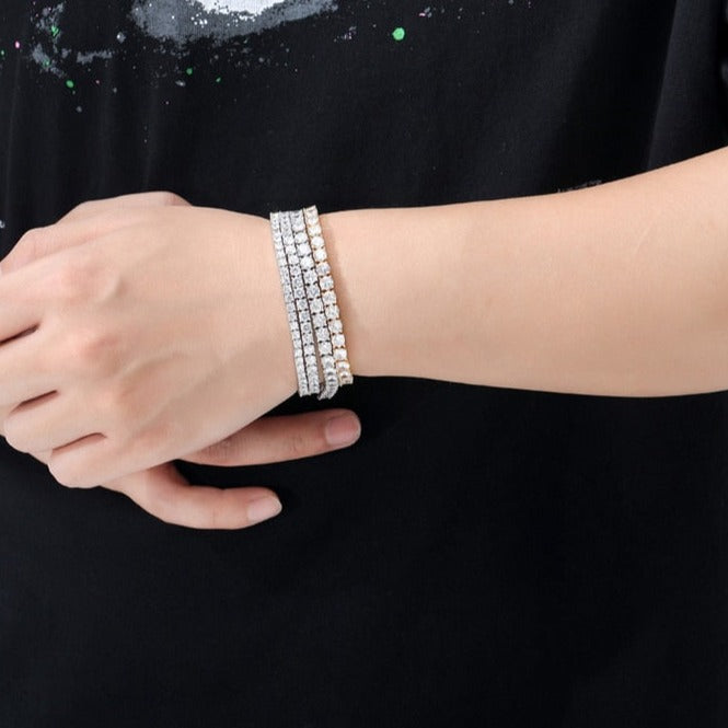 Luxus Iced Out "Silver Tennis" Armbänder