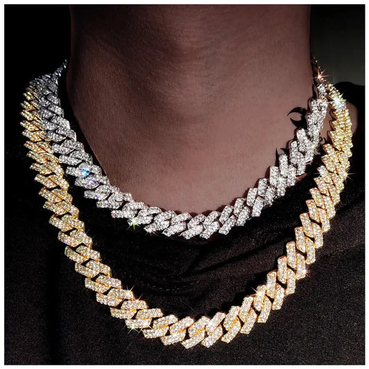 ICED OUT 14MM "GOLD PRONG CUBAN" KETTE - ICERAIN JEWELRY
