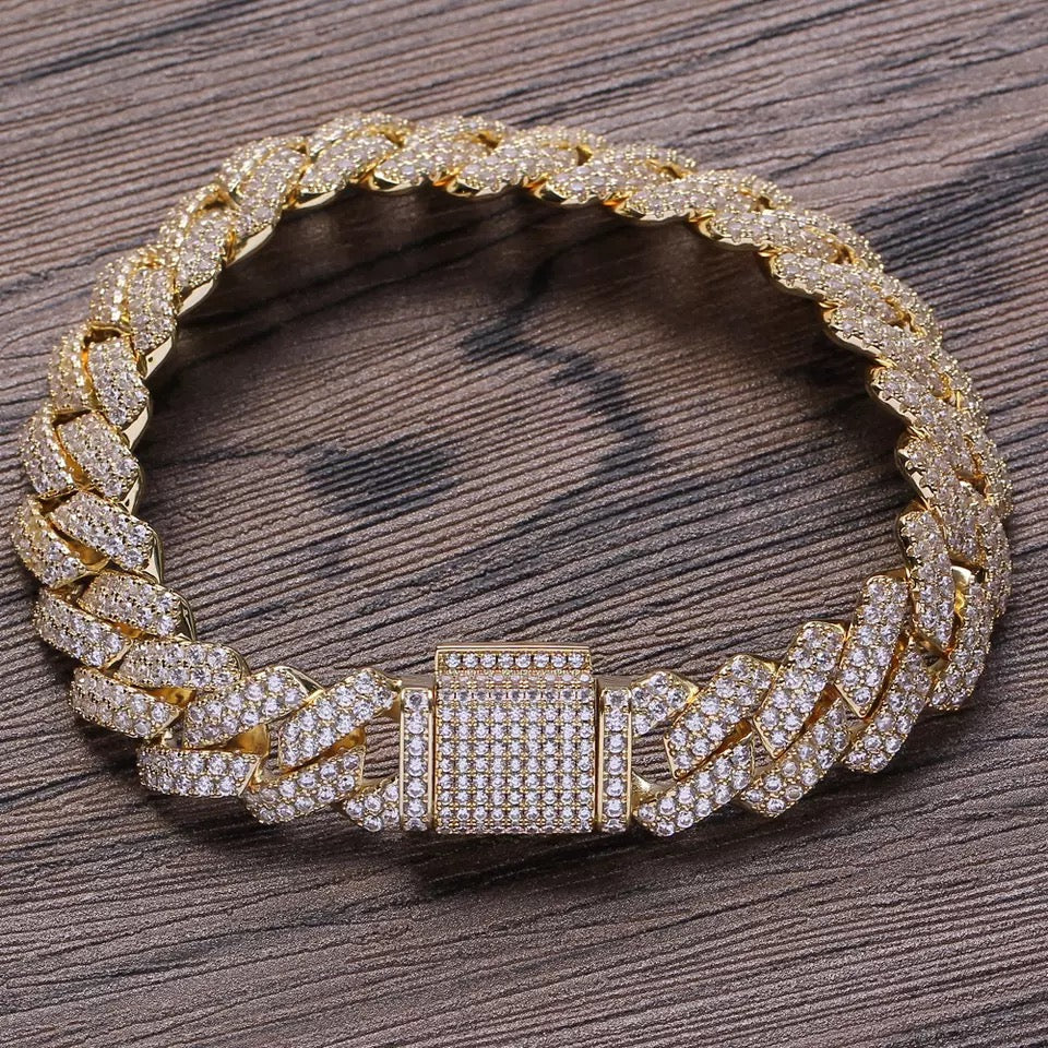 ICED OUT 14MM "GOLD PRONG CUBAN" ARMBAND - ICERAIN JEWELRY