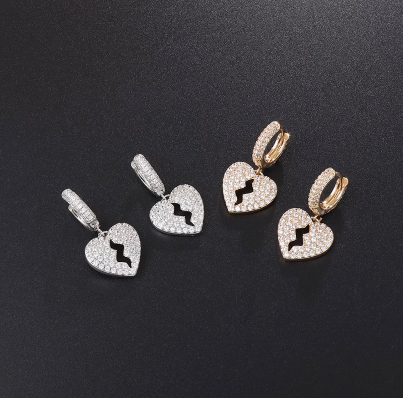 Luxus Iced Out "Gold Broken Heart" Ohrringe - ICERAIN JEWELRY