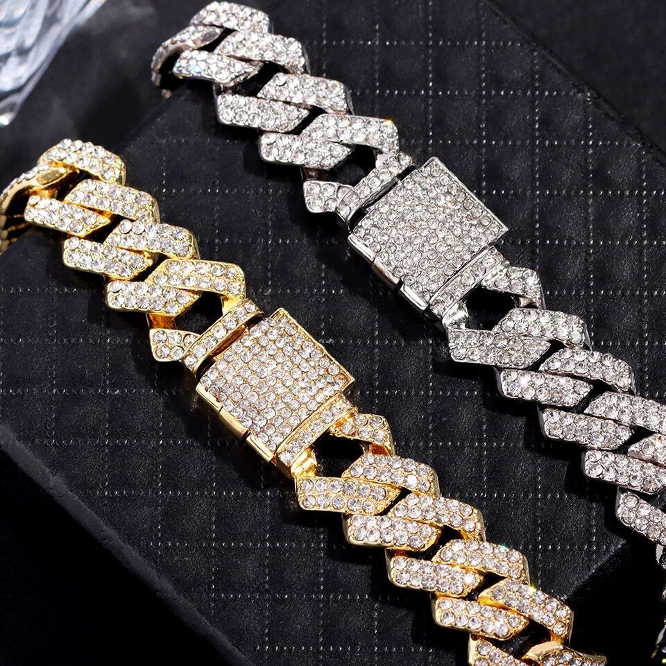 ICED OUT 14MM "GOLD PRONG CUBAN" ARMBAND - ICERAIN JEWELRY