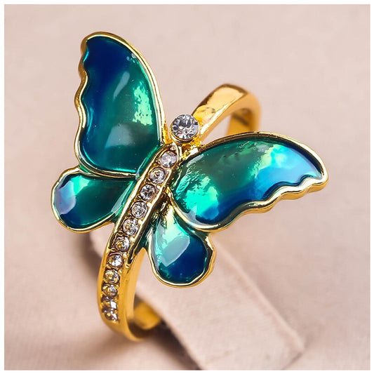 Luxus Iced Out "Blue Butterfly" Ringe